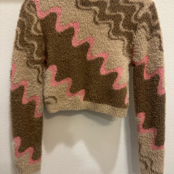 Cotton On Fuzzy Brown and Pink Sweater - Picture 4 of 4